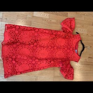 Red lace ASOS off the shoulder dress